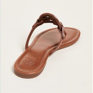 TORY BURCH brown leather flip flops